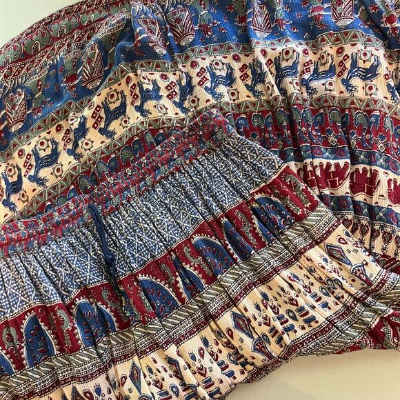 Uniti Casual Dresses & Skirts - 90s Vintage Uniti Causal Elephant Indie Drawstring Boho Rayon Maxi Skirt
